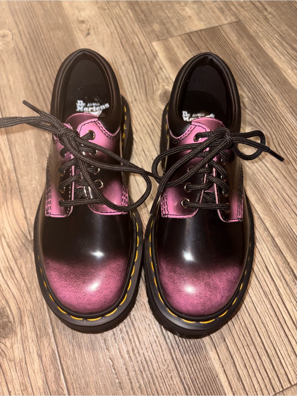 Dr. Martens Lace-Up Shoes in Black and Pink Ombre